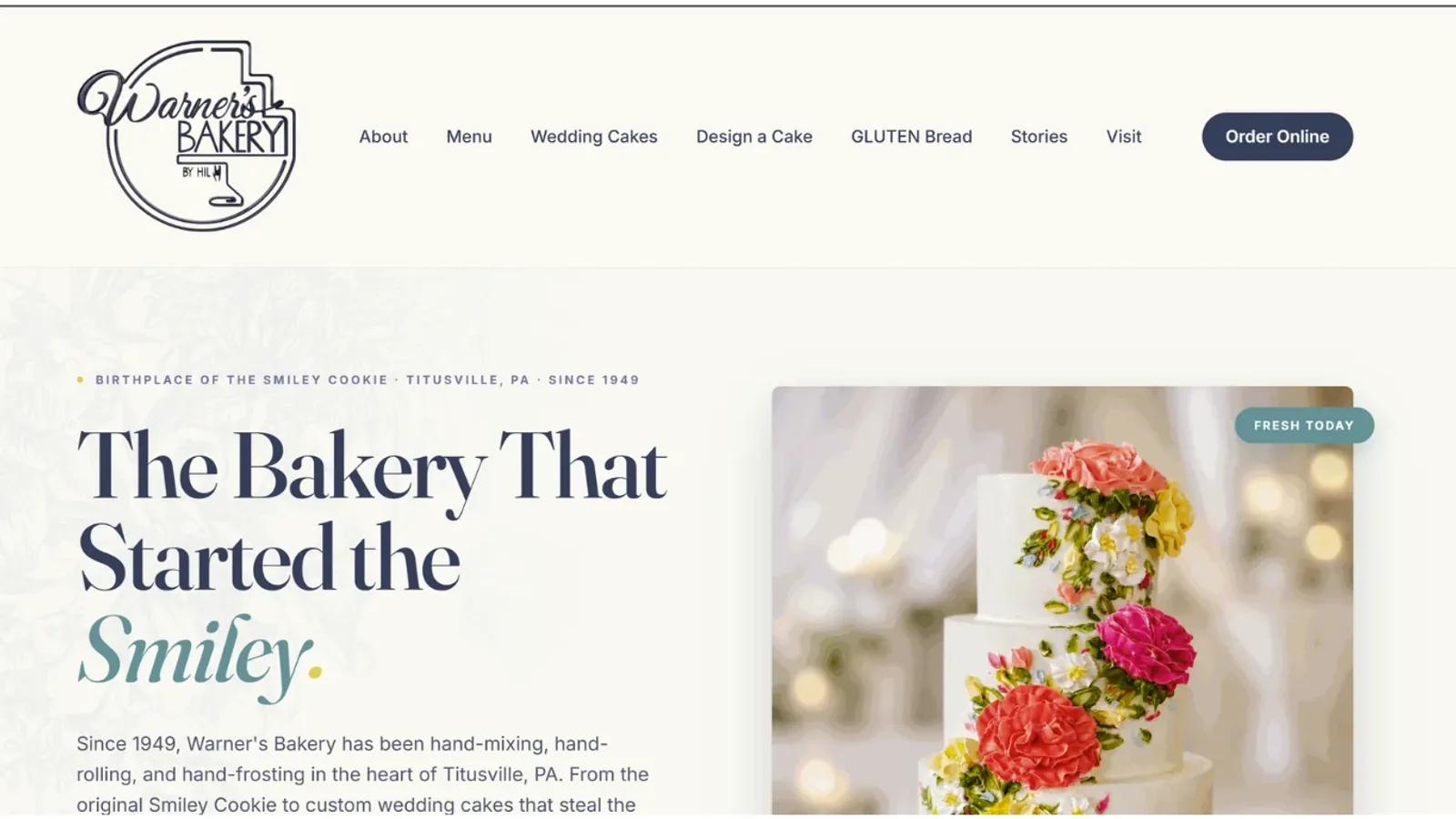 Warner’s Bakery By Hil website designed and built by Chrissy Schroer